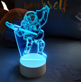 3D Illuminated Art - Astronaut playing guitar 3D Illusion LED Night Light 16 Colors #4510