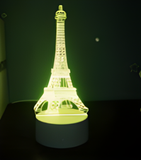 3D Illuminated Art - Eiffel Tower 3D Illusion LED Night Light 16 Colors