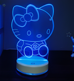 3D Illuminated Art - Hello Kitty - Hello Kitty (seated) 3D Illusion LED Night Light 16 Colors