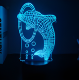 3D Illuminated Art - Dolphin 3D Illusion LED Night Light 16 Colors #4614