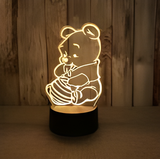 3D Illuminated Art - Winnie the Pooh - Bear eating honey 3D Illusion LED Night Light 16 Colors