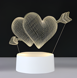 3D LED Night Light - Arrow through hearts