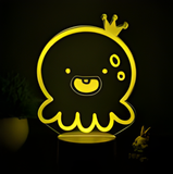 3D LED Night Light - Little Octopus with crown