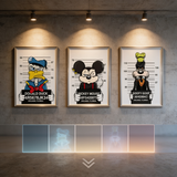 3D Lenticular Poster 12x16 - Disney - Donald Duck, Mickey Mouse, Goofy (Mugshot Parody)