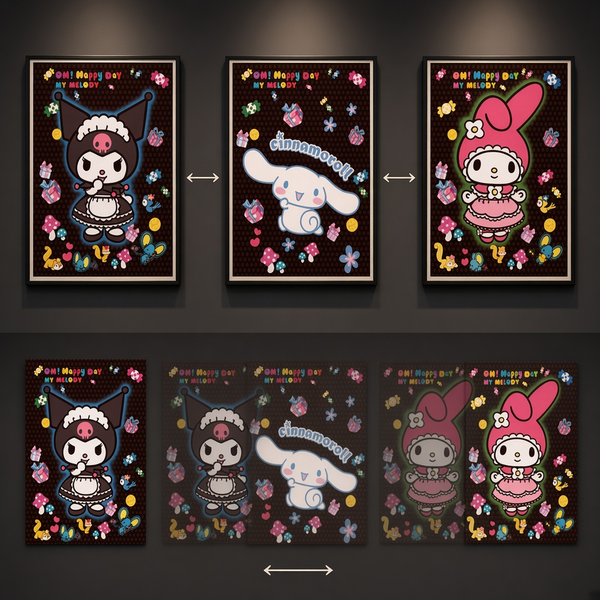 3D Lenticular Poster 12x16 - Sanrio - Kuromi, Cinnamoroll, My Melody