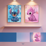 3D Lenticular Poster 12x16 - Lilo & Stitch - Stitch Floral and Pink Angel Two Panel