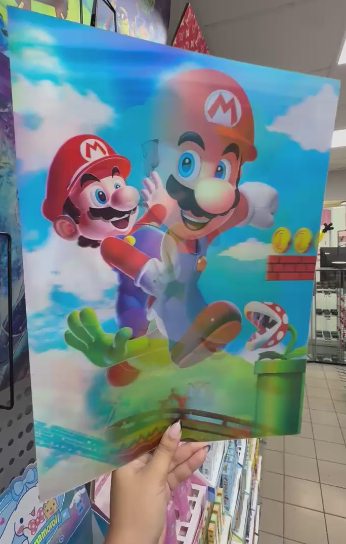 3D Lenticular Poster 12x16 - Super Mario - Mario, Yoshi, Goomba, Koopa Troopa, Piranha Plant
