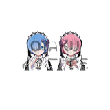 3D Lenticular Sticker - Re:Zero - Rem + Ram