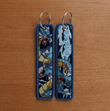 Embroidery Keychain - Pokémon - Gyarados Blue Serpent With Katakana Blue Border