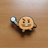 Crocs Charm - BT21 (BTS) - Shooky Brown Holding Microphone Arm Raised