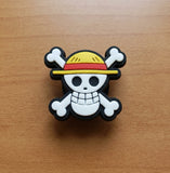 Crocs Charm - One Piece - Straw Hat Jolly Roger Black Border