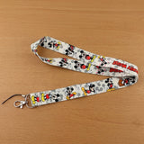 Lanyard - Disney - Mickey Mouse and Minnie Mouse on a Light Grey Background with Small Grey Polka Dots
