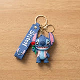 3D PVC Figure Keychain - Lilo & Stitch - Stitch Holding Rose Pink Jacket