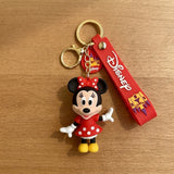 3D PVC Figure Keychain - Mickey and Friends - Minnie Mouse Red Dress