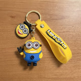 3D PVC Figure Keychain - Minions - Minion Waving, With Round Minion Face Charm