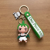 3D PVC Figure Keychain - One Piece - Roronoa Zoro Chibi with Green Cape and Sword