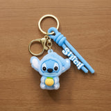 3D PVC Figure Keychain - Lilo & Stitch - Stitch Fluffy Blue Hoodie with Pineapple