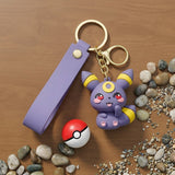 3D PVC Figure Keychain - Pokemon - Umbreon Chibi Sitting with Pink Cheeks