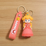 3D PVC Figure Keychain - SuperMario - Princess Peach Chibi Pink Dress
