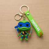 3D PVC Figure Keychain - Teenage Mutant Ninja Turtles - Leonardo Blue Mask with Katanas