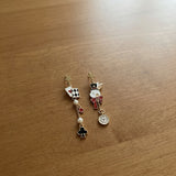 Earrings - Alice in Wonderland - White Rabbit & Playing Cards