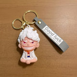 3D PVC Figure Keychain - One Piece - Monkey D Luffy Gear 5 Sitting Smiling