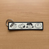 Embroidery Keychain - Peanuts - Linus, Snoopy, Lucy & Charlie Brown Faces (Cream)