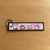 Embroidery Keychain - Peanuts - Snoopy, Lucy & Charlie Brown Panels (Pink)
