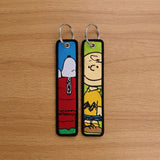 Embroidery Keychain - Peanuts - Snoopy & Charlie Brown (Blue & Green)