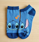 Socks - Disney - Stitch Face Blue Orange Hearts Ankle Socks (1 Pair)