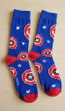 Socks - Marvel - Captain America Shield Star Pattern Blue Crew Socks (1 Pair)