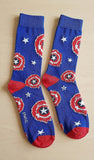 Socks - Marvel - Captain America Shield Star Pattern Blue Crew Socks (1 Pair)