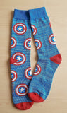 Socks - Marvel - Captain America Shield Pattern Blue Heather Crew Socks (1 Pair)