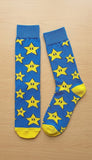 Socks - Super Mario - Super Star Pattern Blue Crew Socks (1 Pair)
