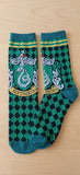 Socks - Harry Potter - Slytherin Crest Argyle Green Black Crew Socks (1 Pair)