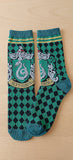 Socks - Harry Potter - Slytherin Crest Argyle Green Black Crew Socks (1 Pair)