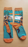 Socks - Dragon Ball - Goku Action Pose Blue Stripes Crew Socks (1 Pair)