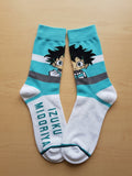 Socks - My Hero Academia - Izuku Midoriya Chibi Teal Stripe Crew Socks (1 Pair)