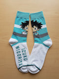 Socks - My Hero Academia - Izuku Midoriya Chibi Teal Stripe Crew Socks (1 Pair)