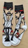 Socks - Street Fighter - Ryu Action Pose Black Cuff Crew Socks (1 Pair)